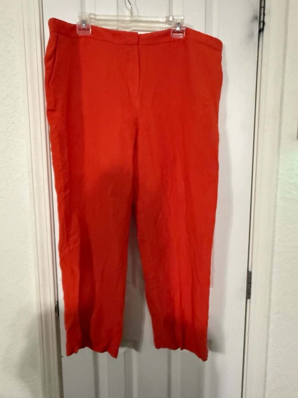Kasper Women's Orange Linen-Blend Ankle Trousers Size 18